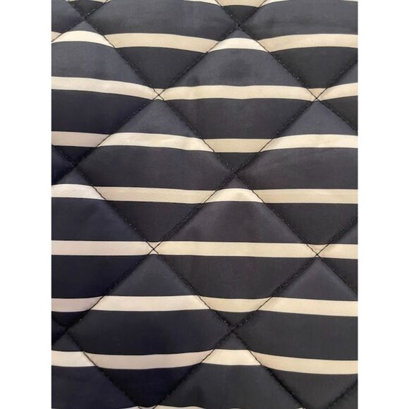 Womens British Khaki Quilted Vest Navy & White Stripes S Sleeveless Zipper Front - Picture 13 of 16